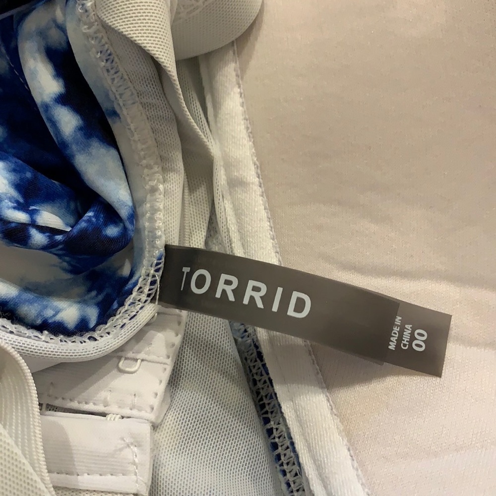 Torrid Tie Dye Blue White Skirted One Piece, M 10 - Picture 8 of 8